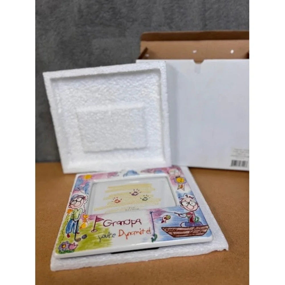 Skribbles‎ Grandpa Youre Dynamite Ceramic 4x6 Picture Frame Golf Fishing 45546